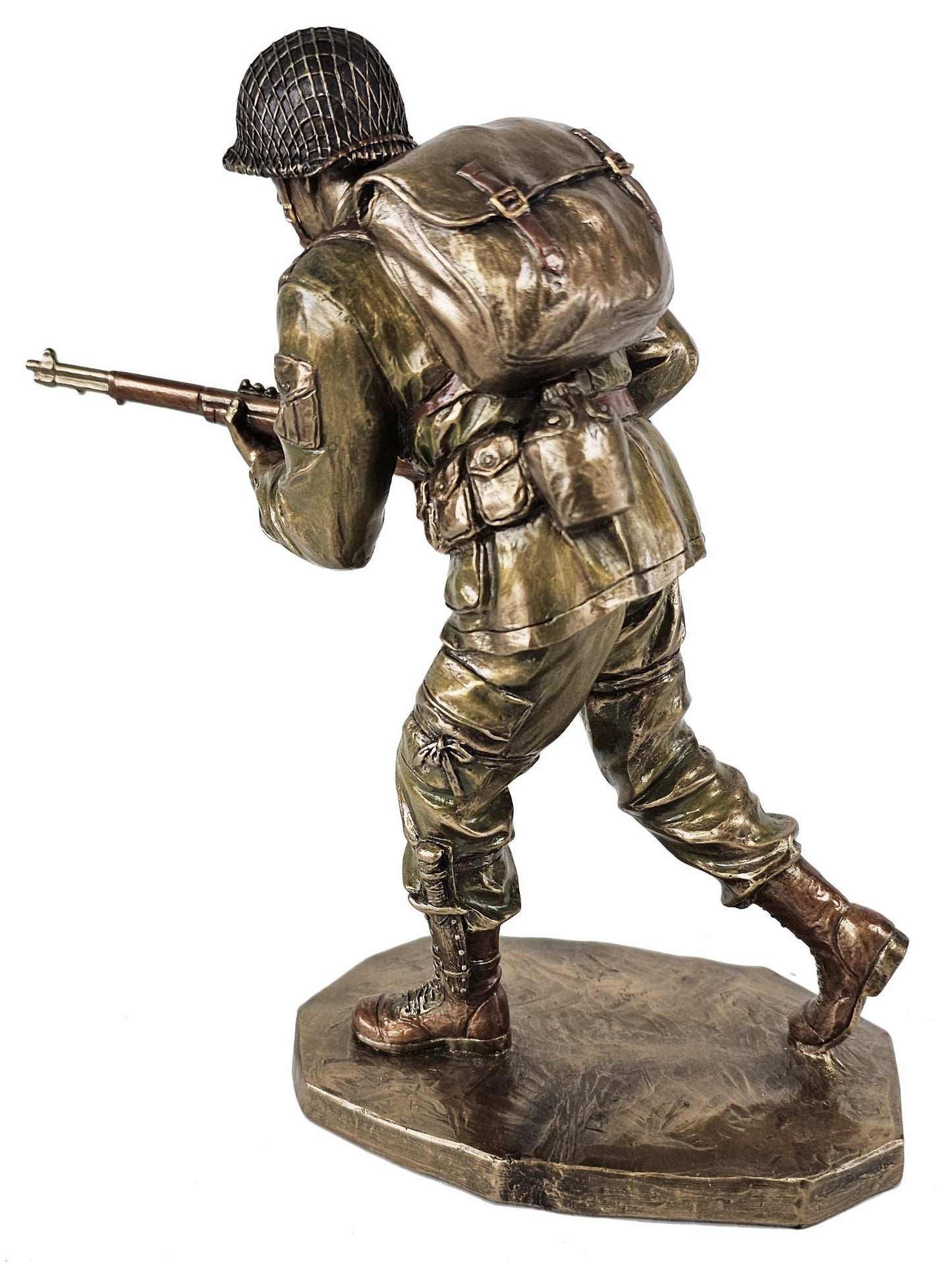 9 inch US Military Soldier Carrying Rifle Statue Antique Bronze Color