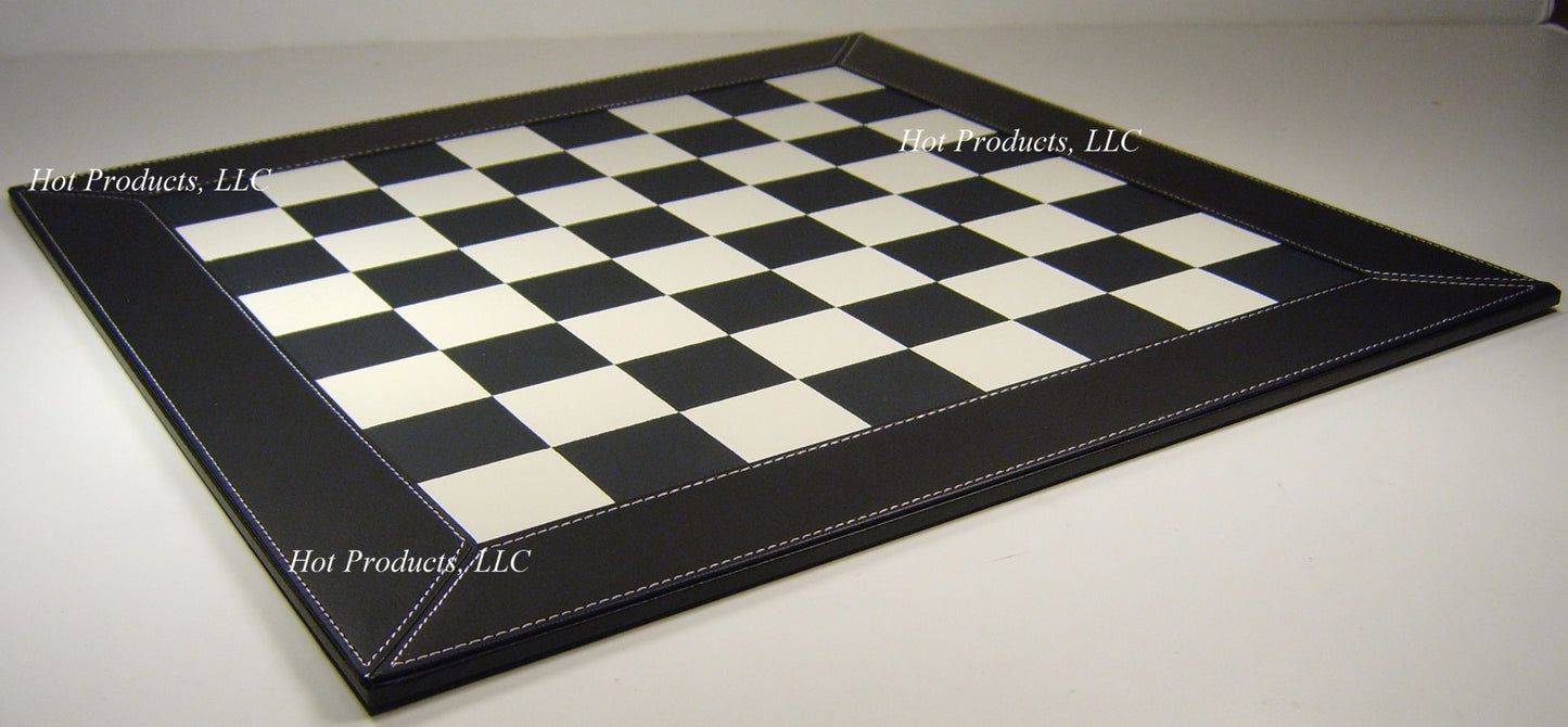 18" Black & White Faux Leather Chess Board With 1 3/4" Squares