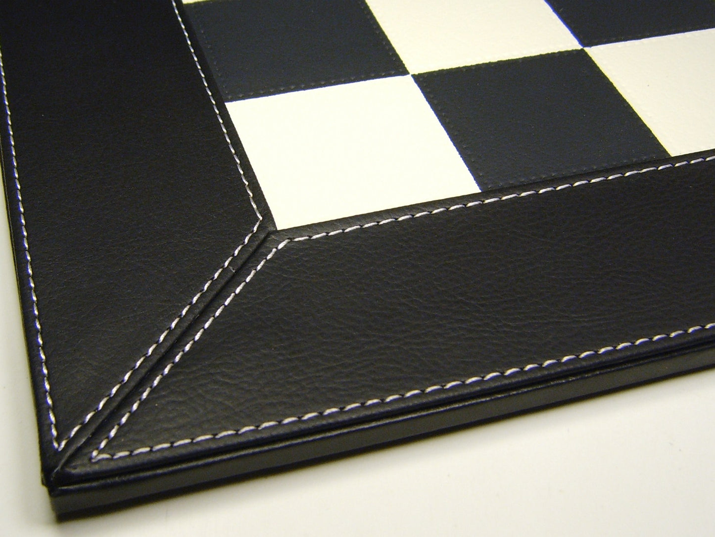 18" Black & White Faux Leather Chess Board With 1 3/4" Squares