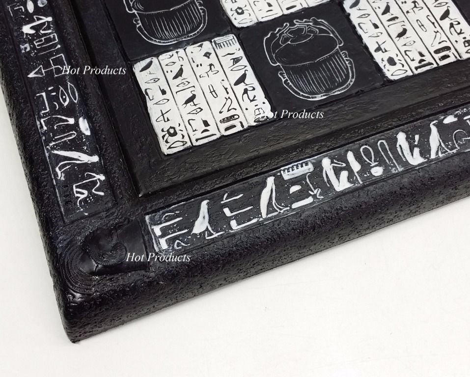 16" EGYPTIAN HIEROGLYPHIC CHESS BOARD 1 5/8" Squares Black and White