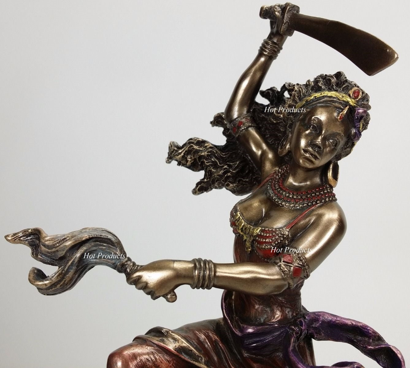 9.5" ORISHA OYA Goddess Wind Sword Yoruba African Statue Sculpture Bronze Color