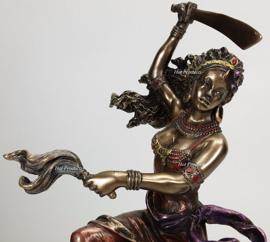 9.5" ORISHA OYA Goddess Wind Sword Yoruba African Statue Sculpture Bronze Color