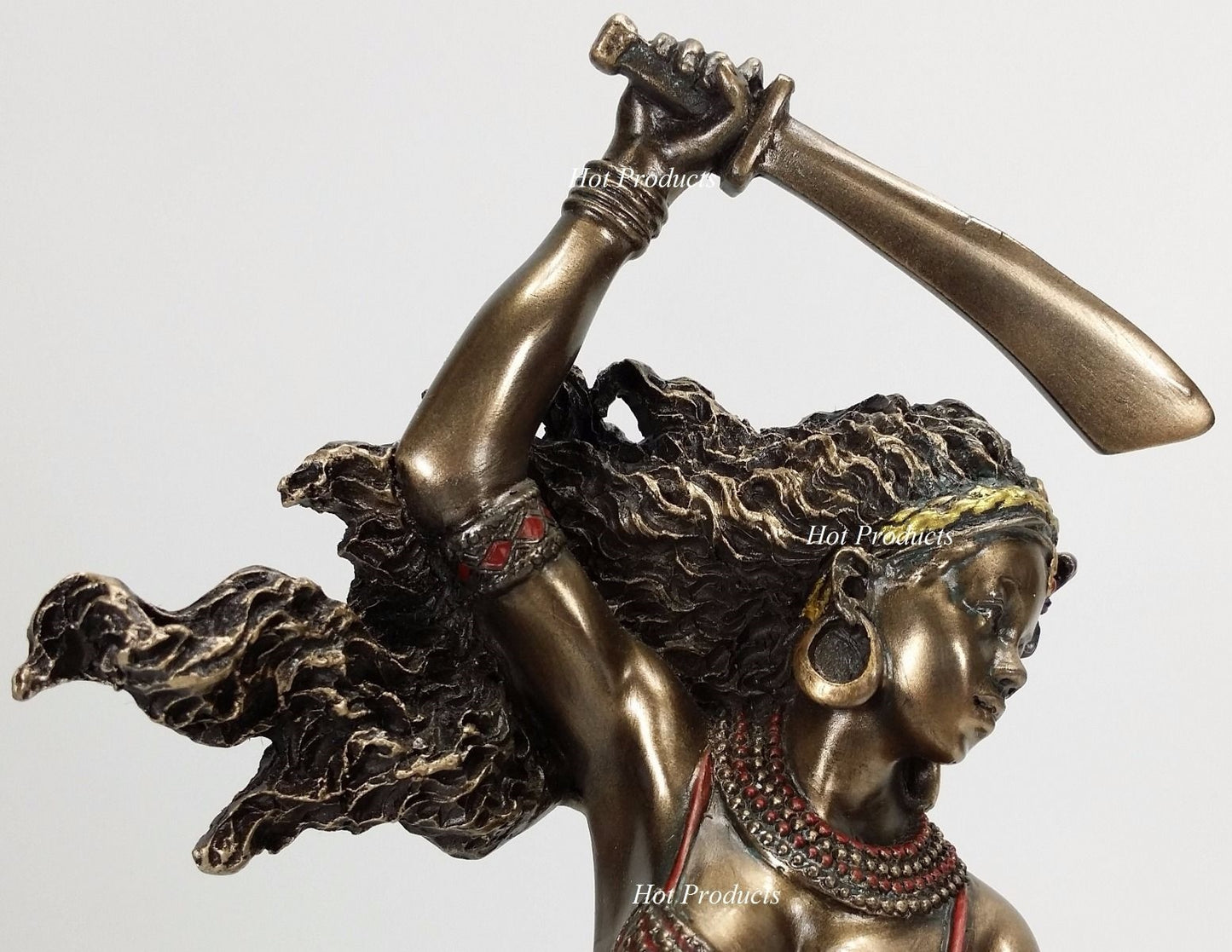 9.5" ORISHA OYA Goddess Wind Sword Yoruba African Statue Sculpture Bronze Color