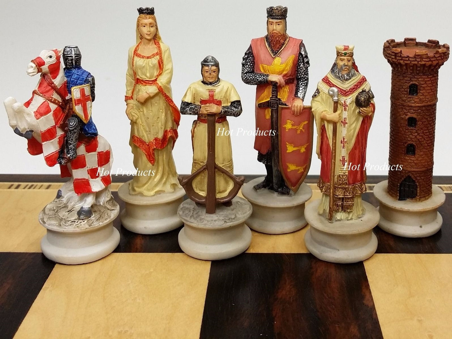 Medieval Times CRUSADE Arabian vs Christian Chess Set Ebony & Maple Wood Board