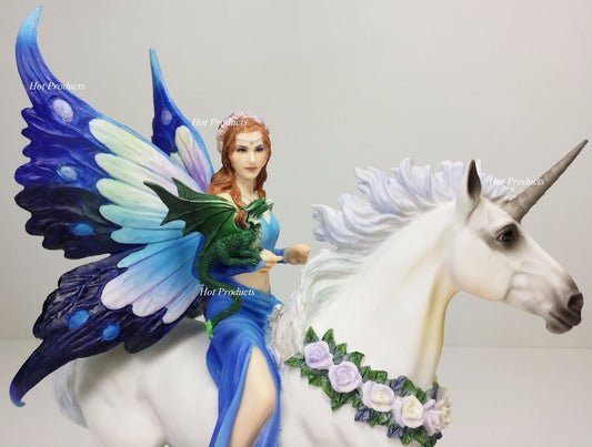 10 1/2" ANNE STOKES Realm of Enchantment Fairy Unicorn Dragon Fantasy Statue