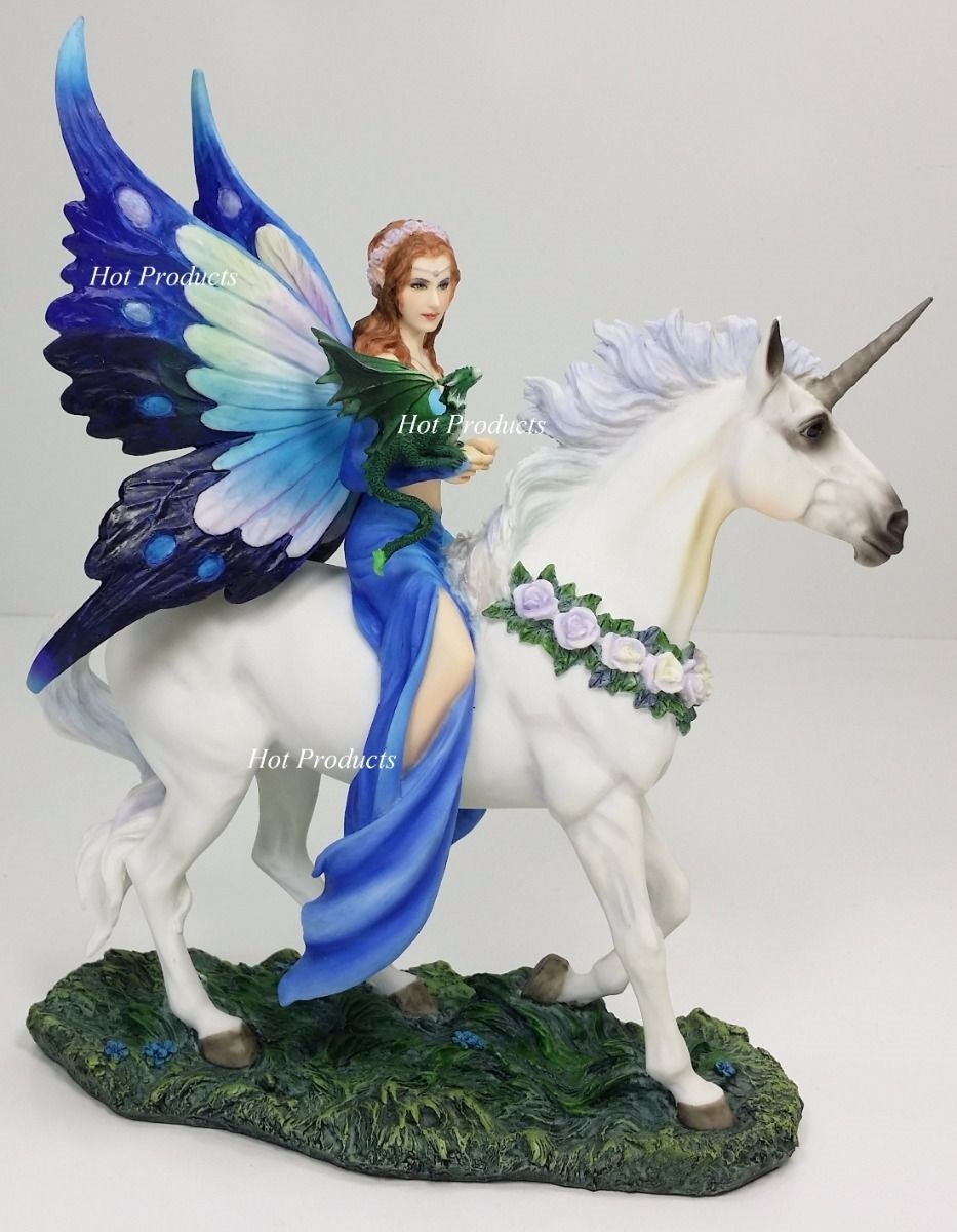 10 1/2" ANNE STOKES Realm of Enchantment Fairy Unicorn Dragon Fantasy Statue