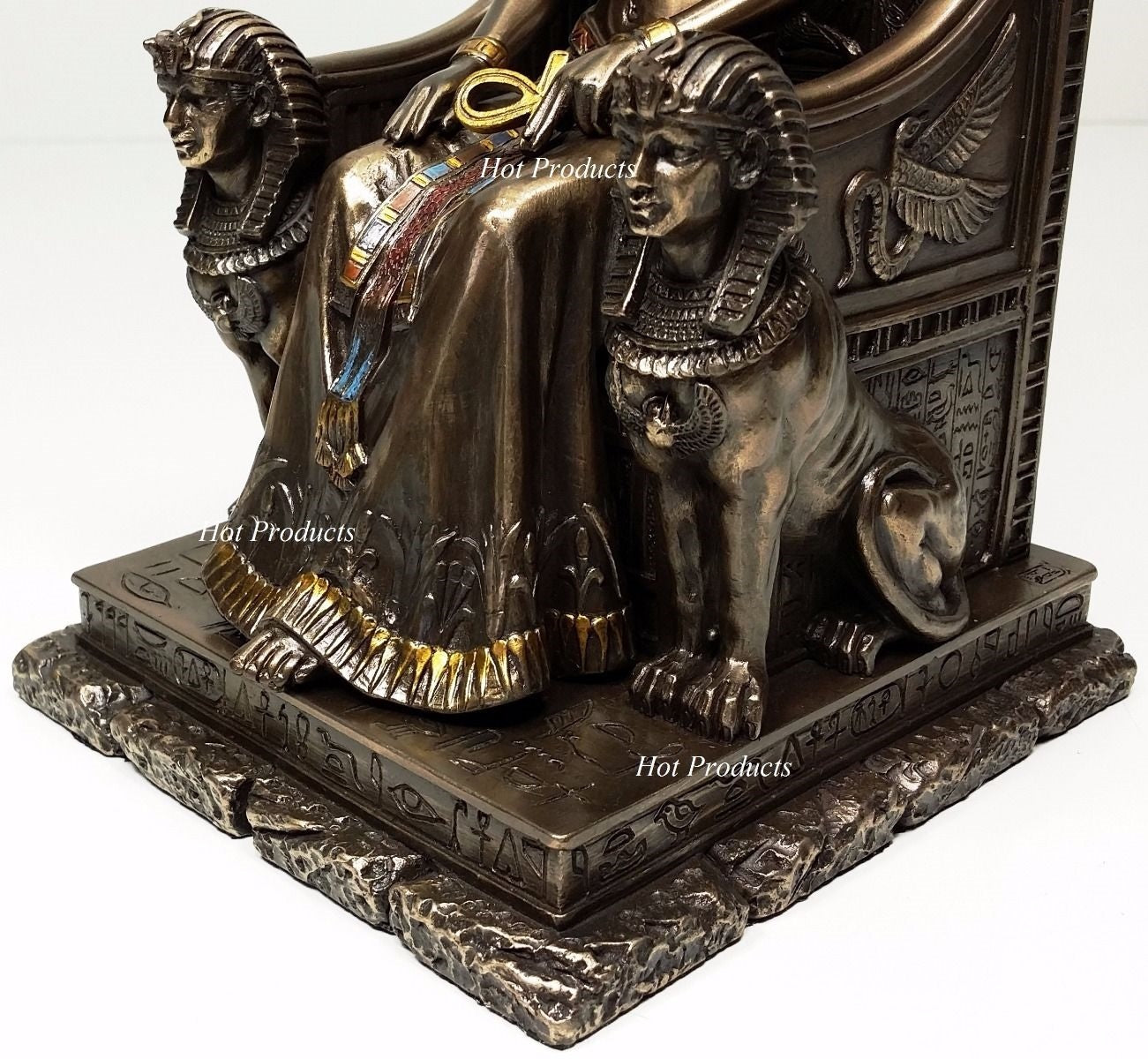 Egyptian Goddess Sekhmet Sitting on Throne Statue Sculpture Antique Bronze Color