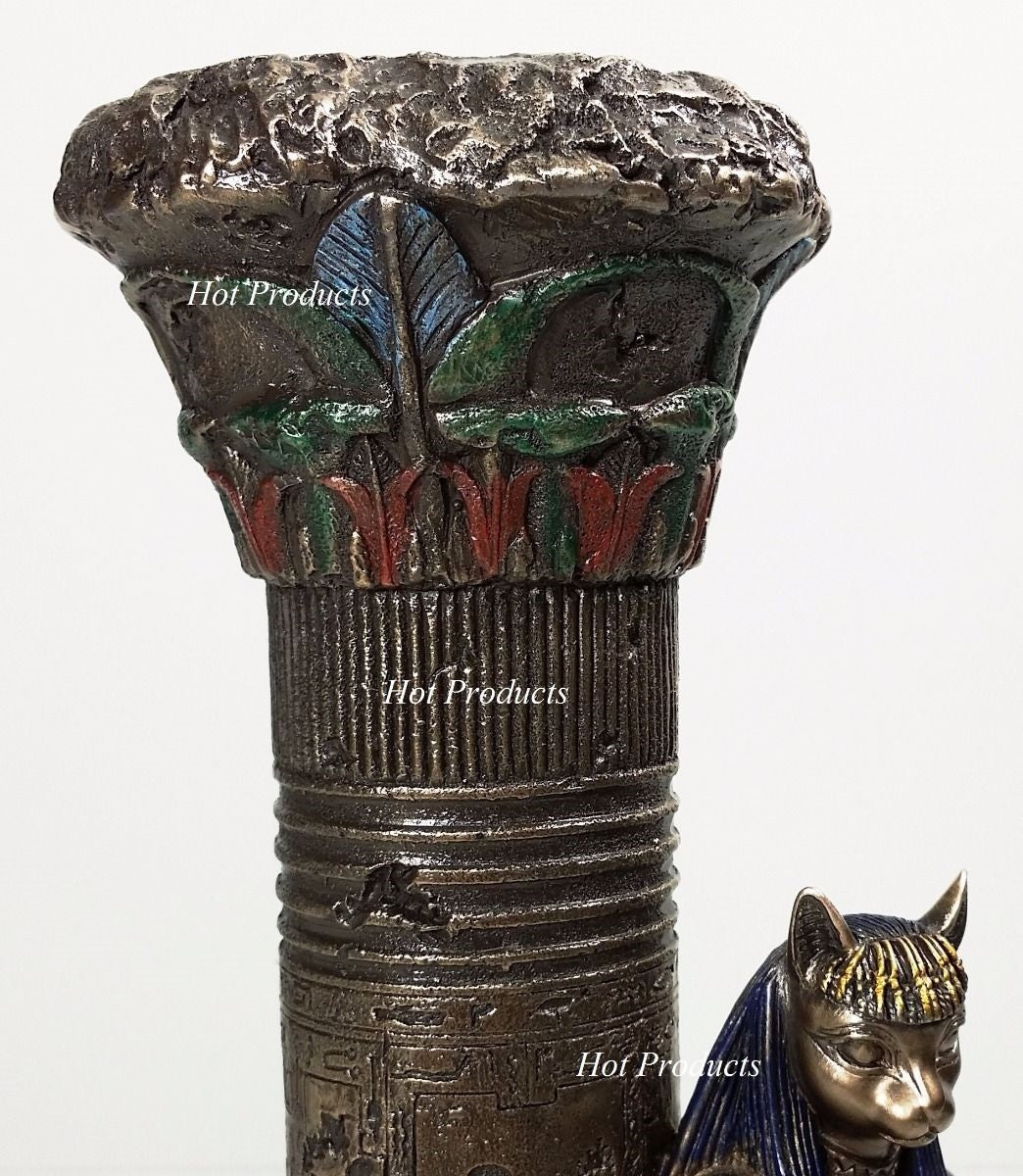 Egyptian Cat Goddess Bastet Candle Holder Statue Sculpture Antique Bronze Finish