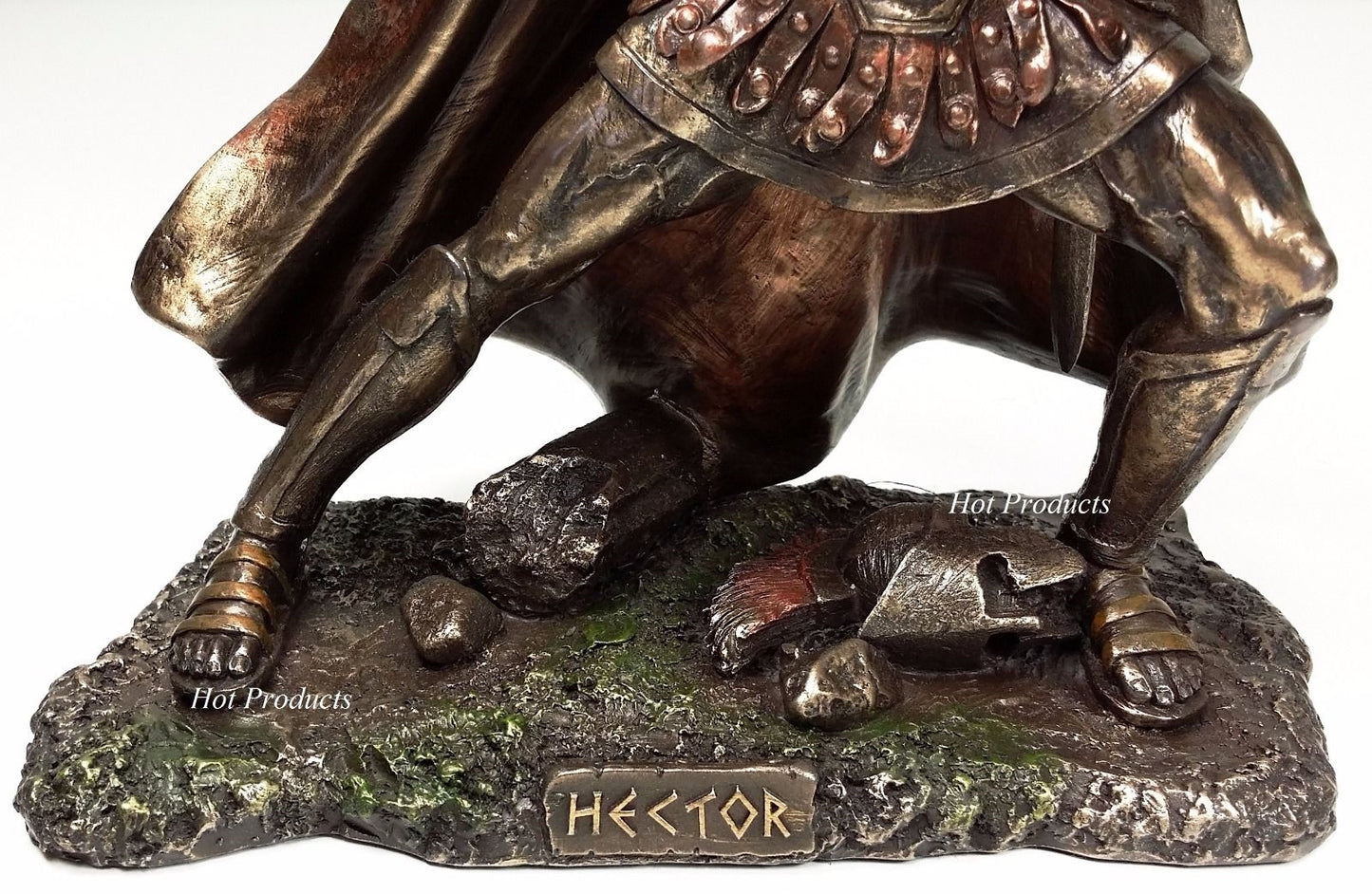 9.5" Hector of Troy Spear & Shield GREEK MYTHOLOGY Sculpture Statue Bronze Color