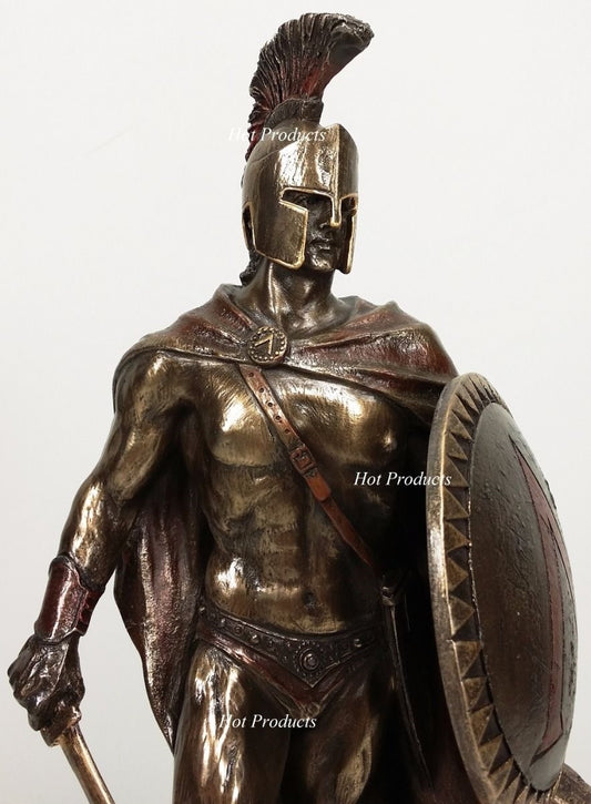 10" LEONIDAS Greek Warrior SPARTAN KING Statue Sword Hoplite Shield Bronze Color