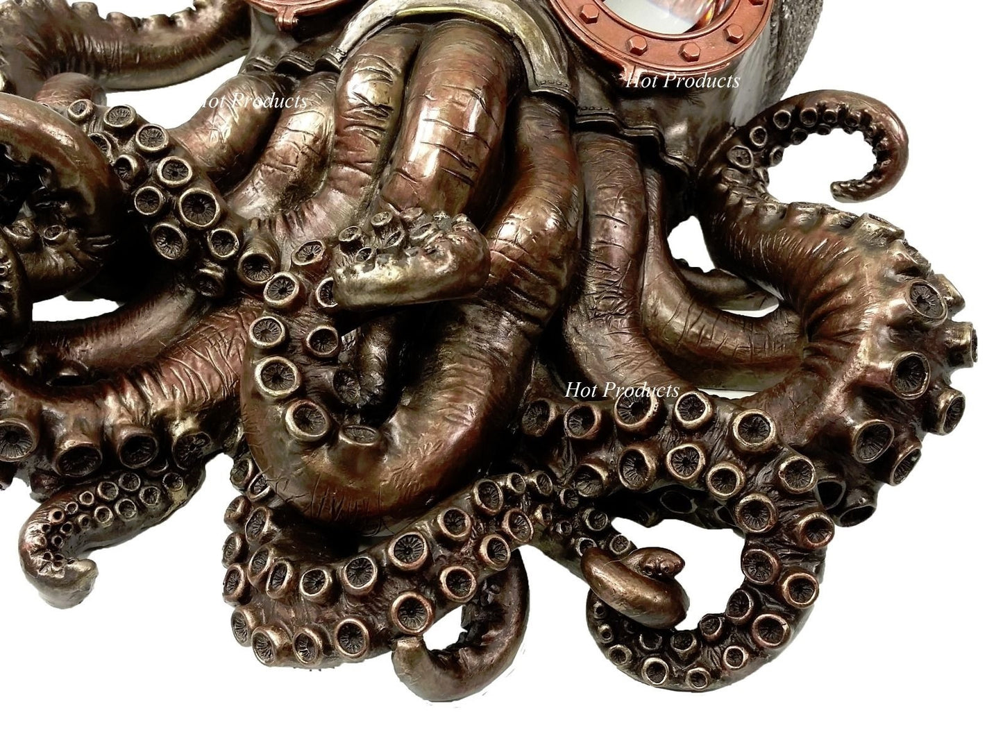 Nautical Steampunk Octopus Wall Plaque Statue Bronze Finish