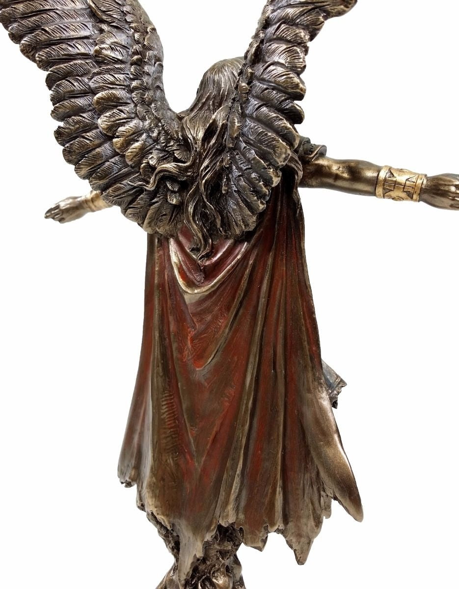 11" Ascending Saint Michael Angel Statue / Sculpture Antique Bronze Color