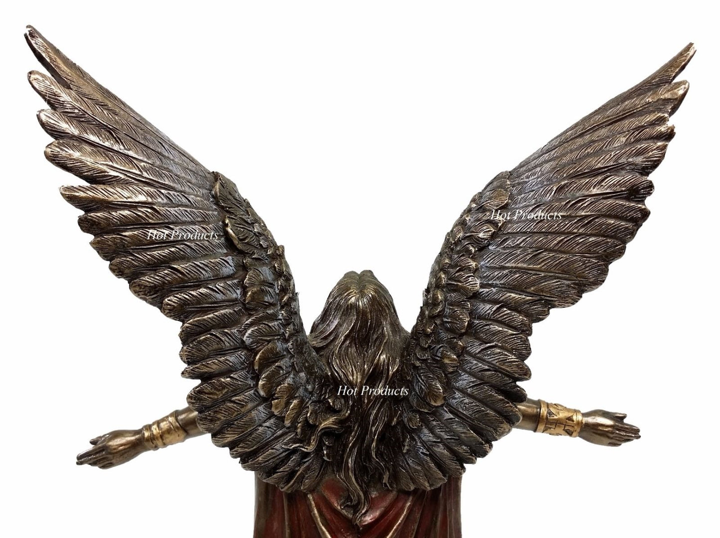 11" Ascending Saint Michael Angel Statue / Sculpture Antique Bronze Color