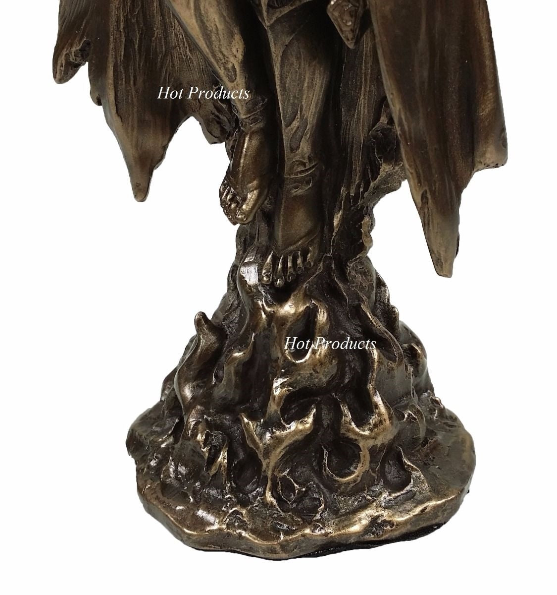 11" Ascending Saint Michael Angel Statue / Sculpture Antique Bronze Color