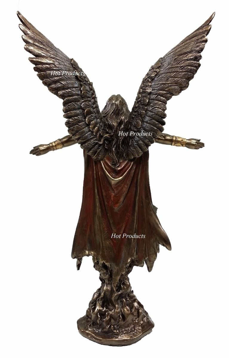 11" Ascending Saint Michael Angel Statue / Sculpture Antique Bronze Color