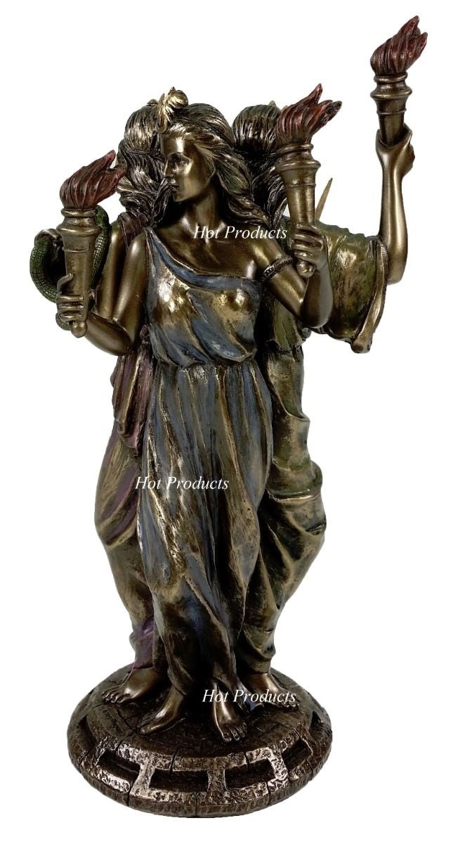 8 1/4" Hecate Greek Mythology Goddess of Magic & Witchcraft Statue Bronze Finish