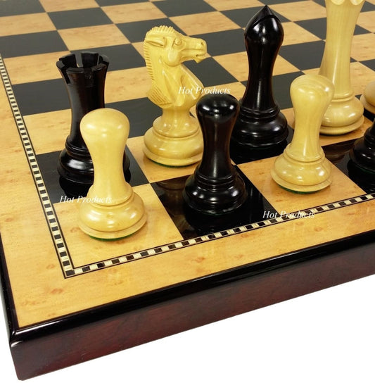Black & Natural Empire Modern Staunton Wood Chess Set W/ 18" Walnut Color Board