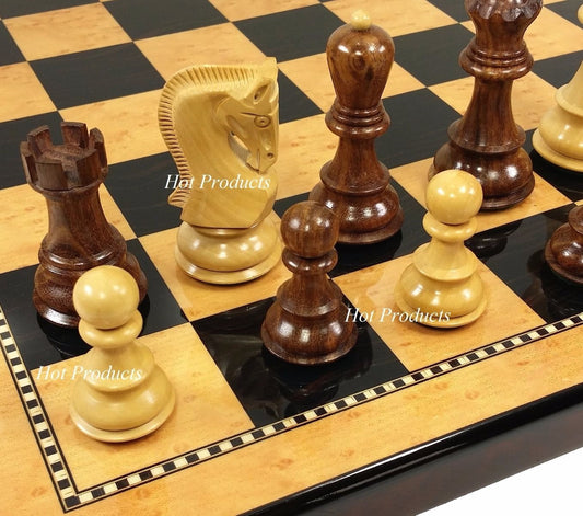 Acacia Opposite Tops 3 3/4 King Staunton Wood Chess Set 18" Walnut Color Board