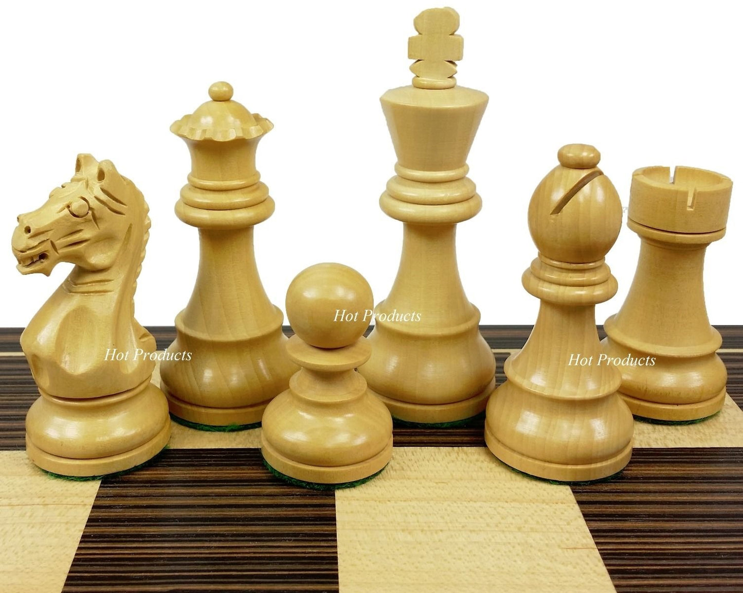 4 QN BLACK Supreme Knight 3 3/4 King Staunton Wood Chess Set 17 1/4" Ebony Board