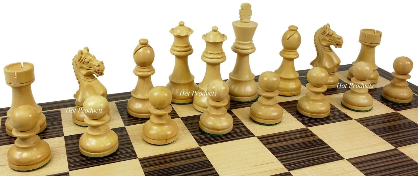 4 QN BLACK Supreme Knight 3 3/4 King Staunton Wood Chess Set 17 1/4" Ebony Board