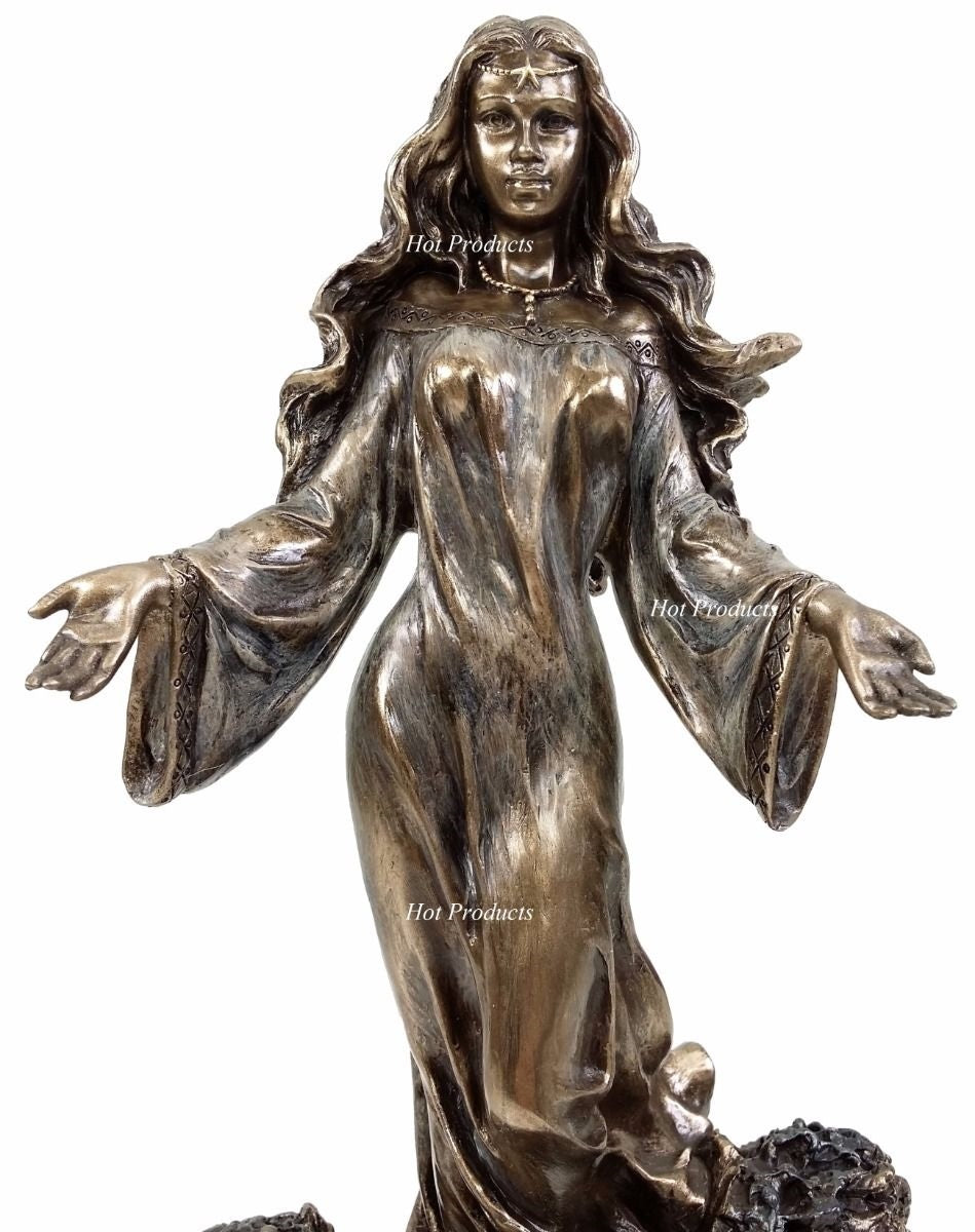 Orisha Yemaya Ocean Goddess Yoruba on Wave African Statue Sculpture Bronze Color