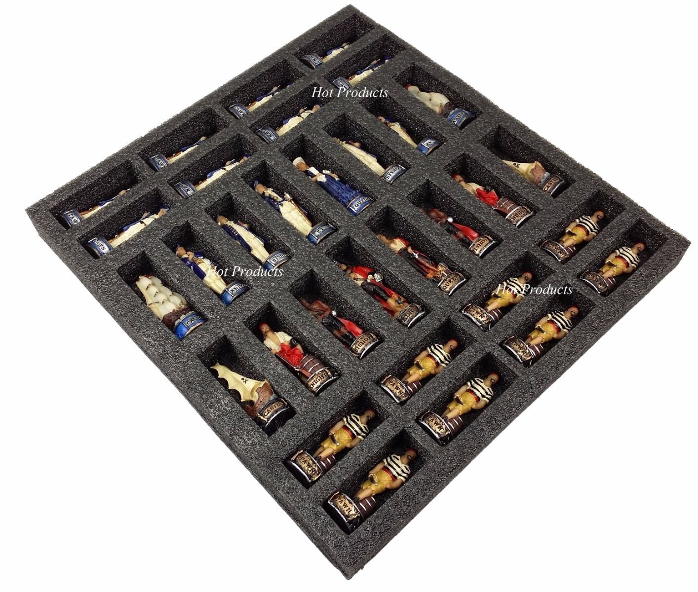 Pirates Vs Royal Navy Pirate Chess Set W 18" Cherry & Burlwood Color Board