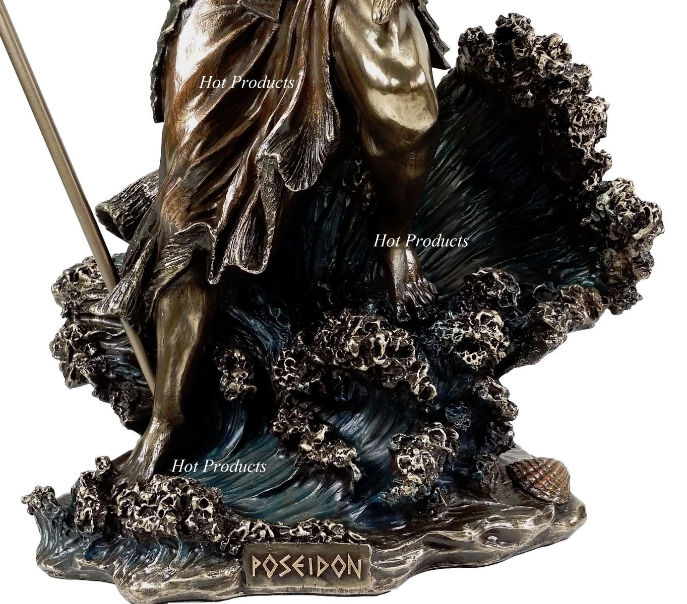 LARGE 20" Poseidon W Trident GREEK MYTHOLOGY God of Sea Statue Bronze Finish