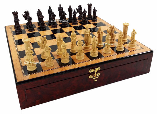 Medieval Times Crusades King Richard Chess Set Antique Color 17" Storage Board
