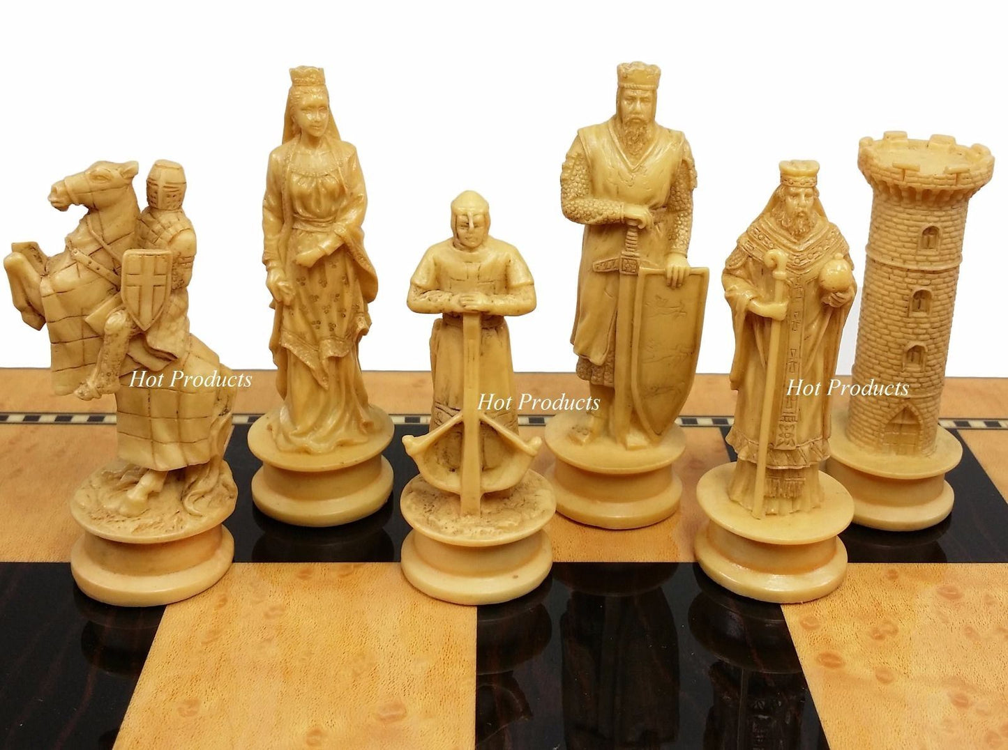 Medieval Times Crusades King Richard Chess Set Antique Color 17" Storage Board