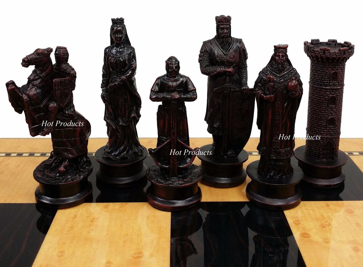 Medieval Times Crusades King Richard Chess Set Antique Color 17" Storage Board