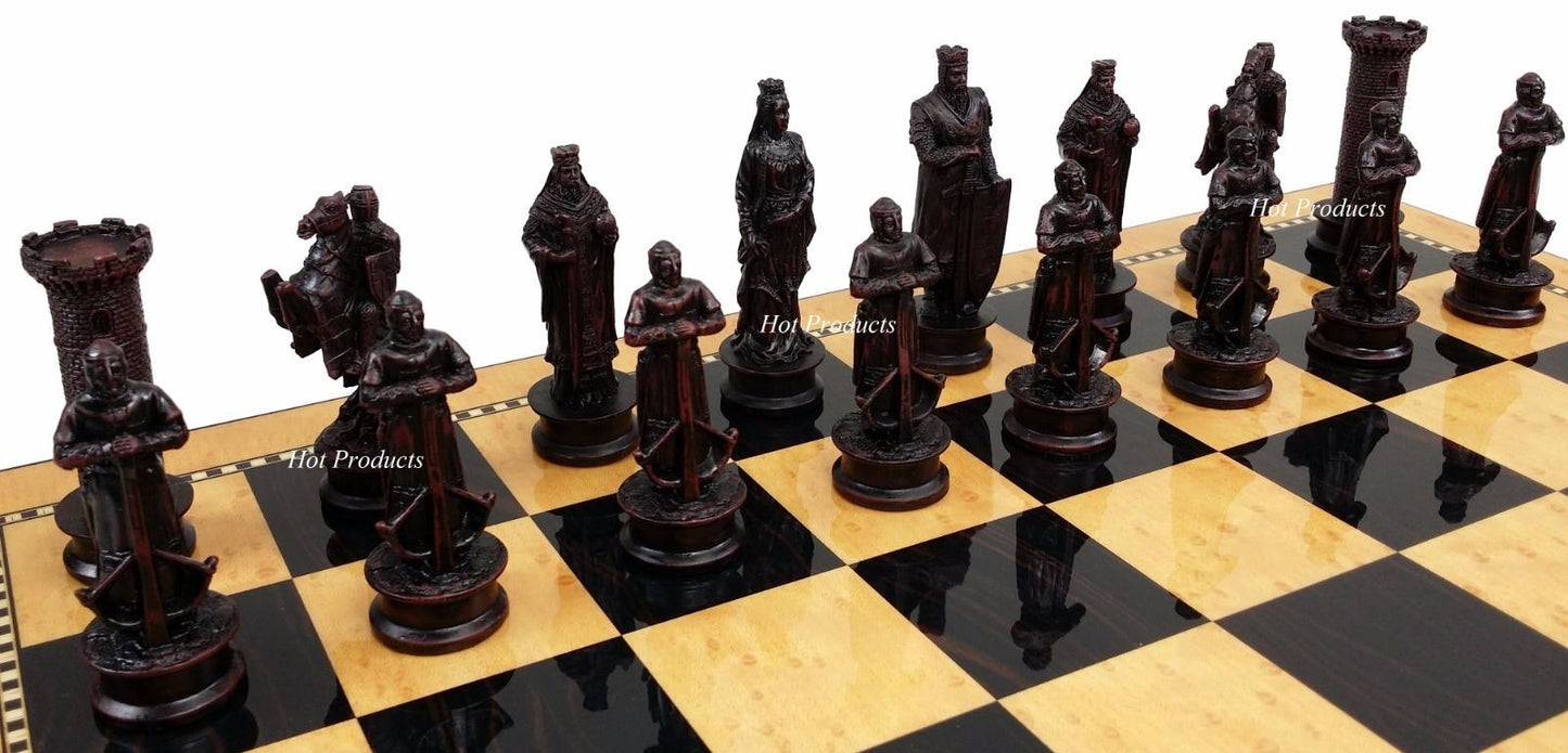 Medieval Times Crusades King Richard Chess Set Antique Color 17" Storage Board