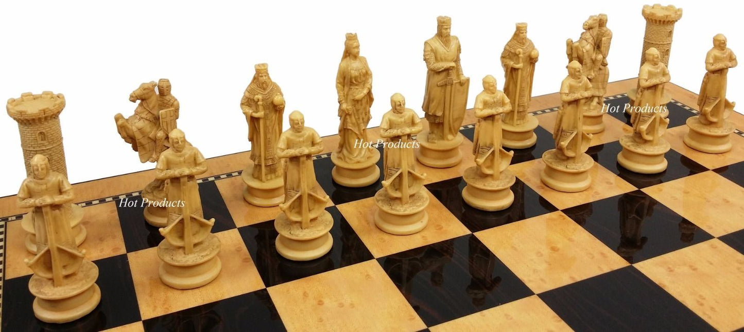 Medieval Times Crusades King Richard Chess Set Antique Color 17" Storage Board