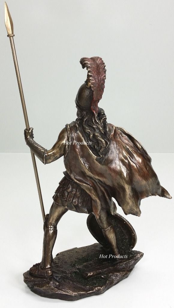 13" Mars God of War Greek Mythology Sword & Spear Statue Sculpture Bronze Finish