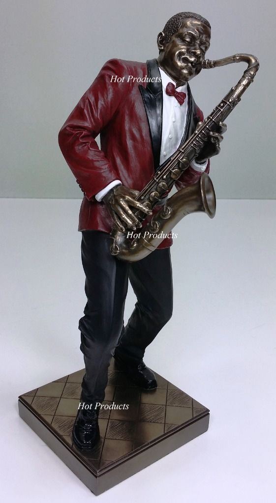 11" Jazz Band Collection - Saxophone Player Home Décor Statue Black & Red