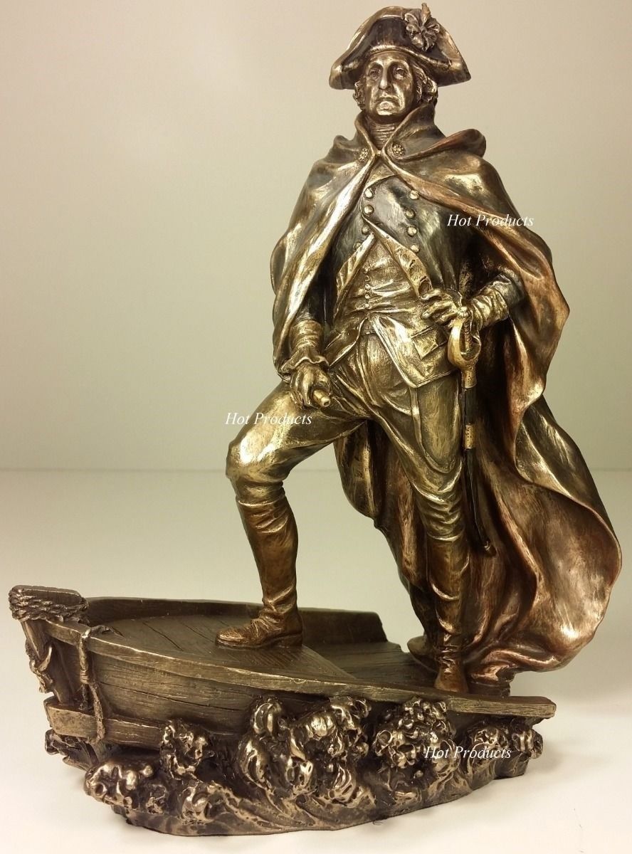 9 1/2" GEORGE WASHINGTON Crossing The Delaware Statue Antique Bronze Color