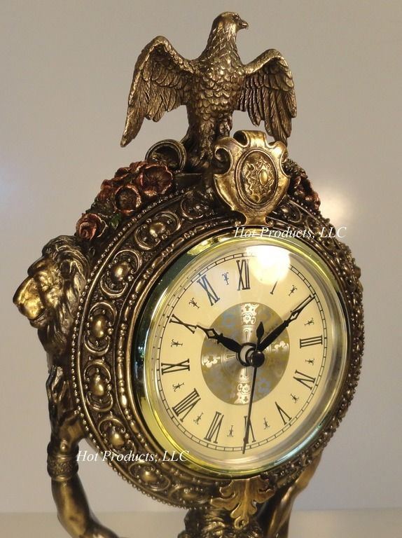 15" Titan Atlas CLOCK with Eagle Statue Sculpture Statue Antique Bronze Finish