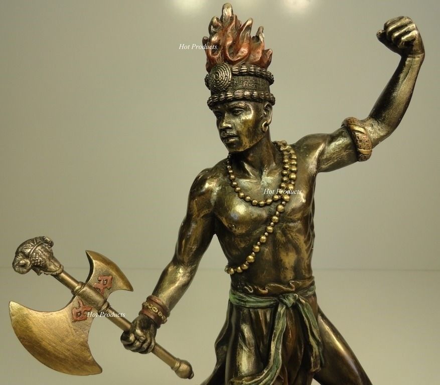 Orisha Chango Shang God of FIRE Yoruba African Statue Sculpture Bronze Finish