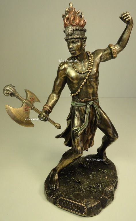 Orisha Chango Shang God of FIRE Yoruba African Statue Sculpture Bronze Finish