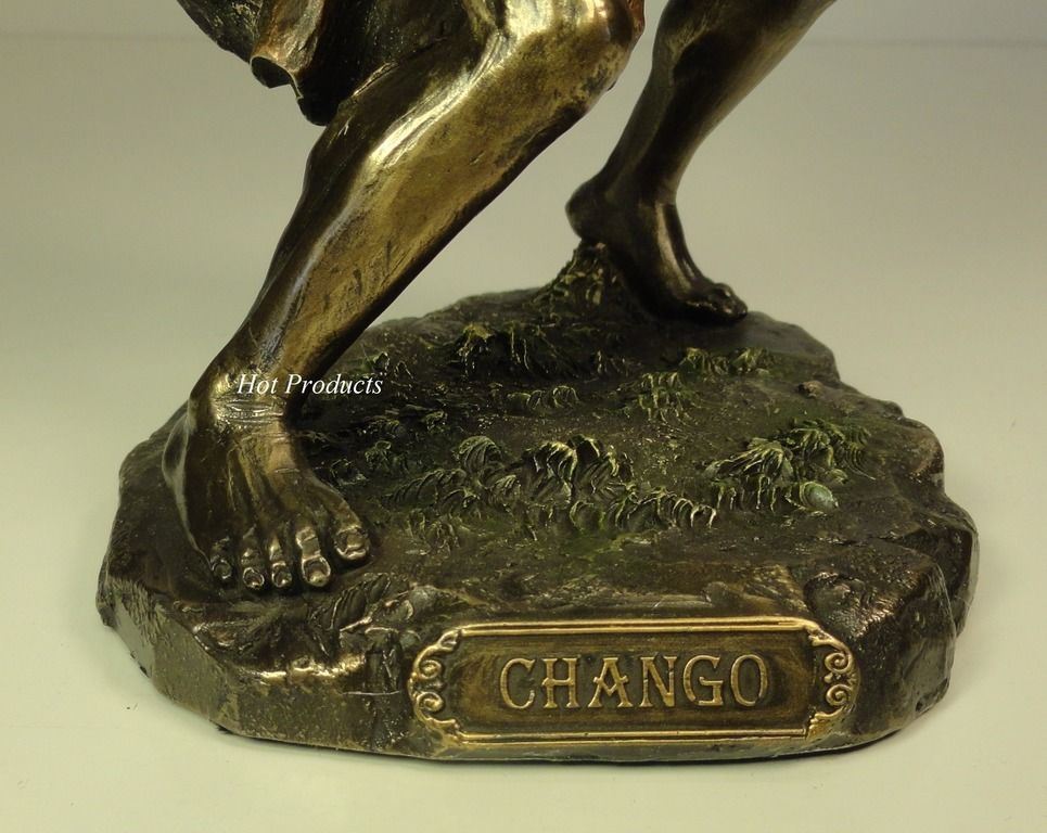 Orisha Chango Shang God of FIRE Yoruba African Statue Sculpture Bronze Finish