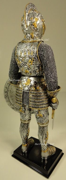 13" Medieval Times Crusades KNIGHT N PARADE ARMOR ARMOUR STATUE W SWORD & SHIELD