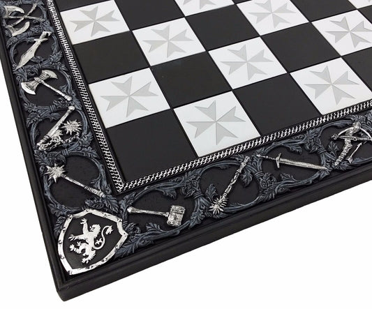 17" Medieval Times Crusades Maltese Cross Chess Board Black  W 1 5/8" Squares