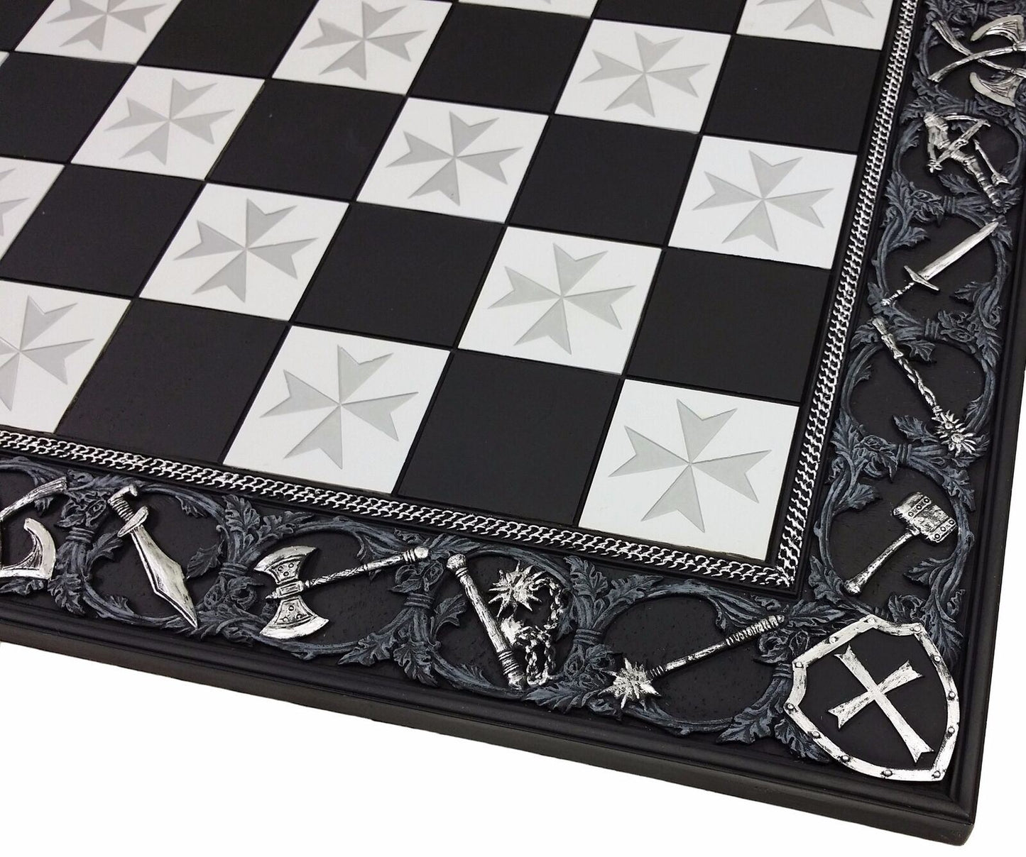 17" Medieval Times Crusades Maltese Cross Chess Board Black  W 1 5/8" Squares