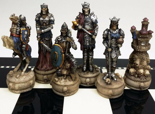 Skeleton Slayer Gothic Fantasy Skull Chess Men Set - No Board