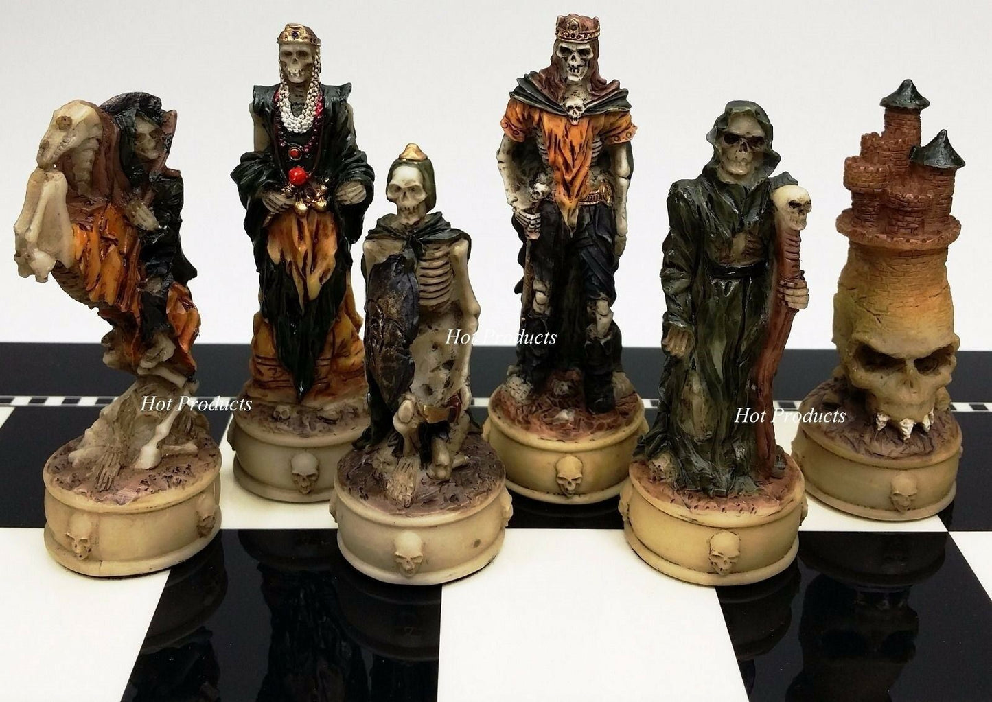 Skeleton Slayer Gothic Fantasy Skull Chess Men Set - No Board