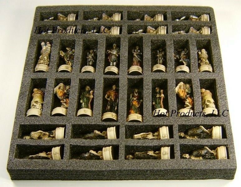 Skeleton Slayer Gothic Fantasy Skull Chess Men Set - No Board