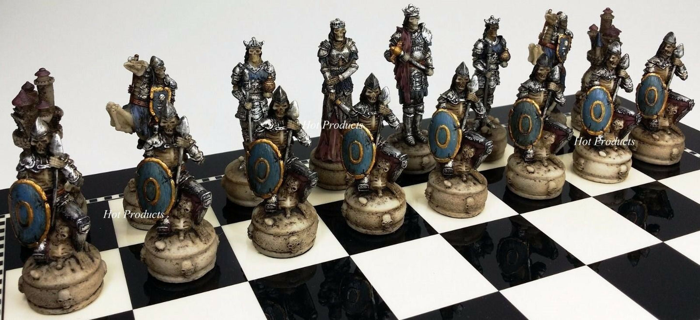 Skeleton Slayer Gothic Fantasy Skull Chess Men Set - No Board