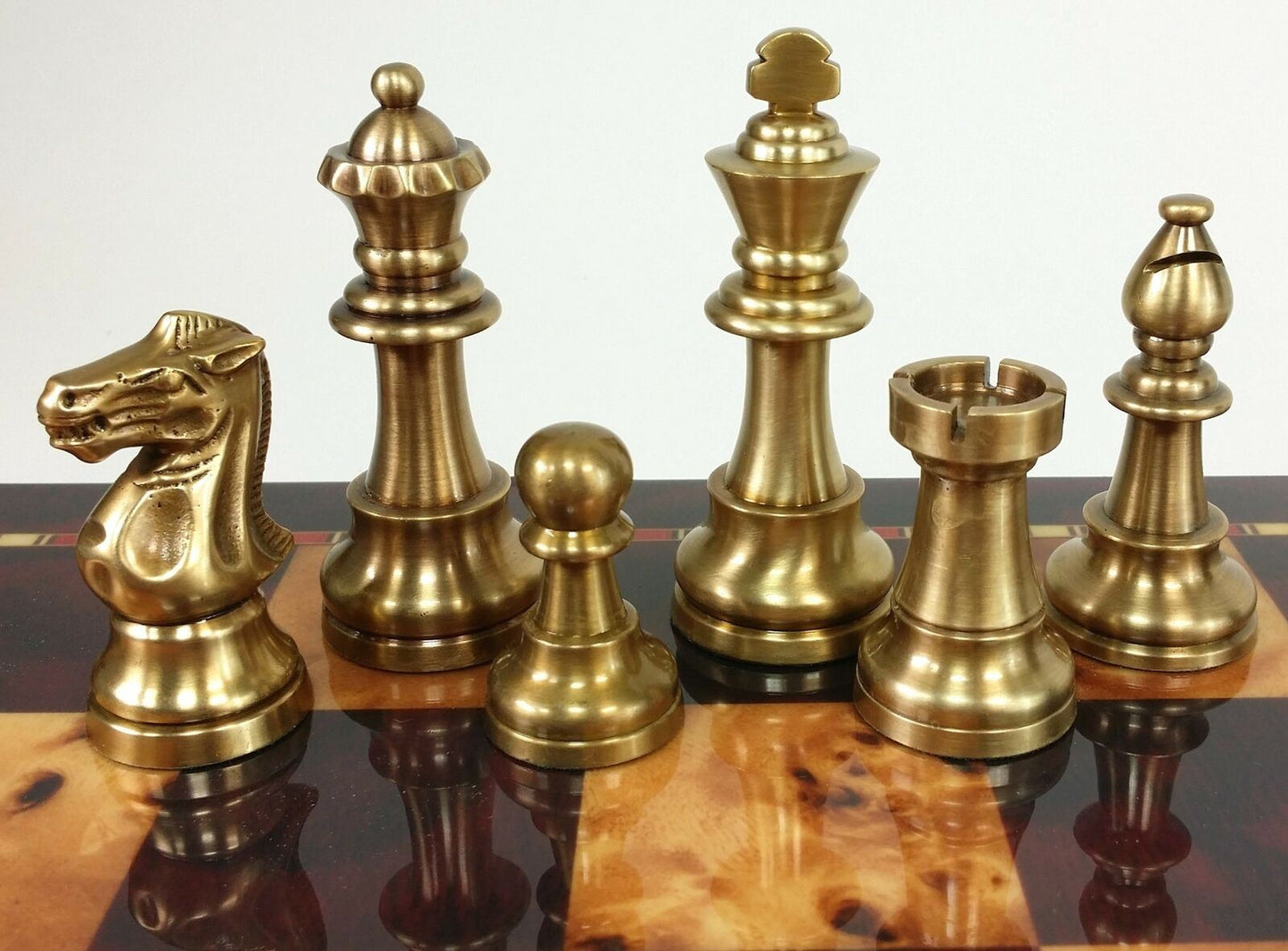 Brass Metal Antique Bronze And Brushed Gold Staunton French Chess Men Set NO BRD