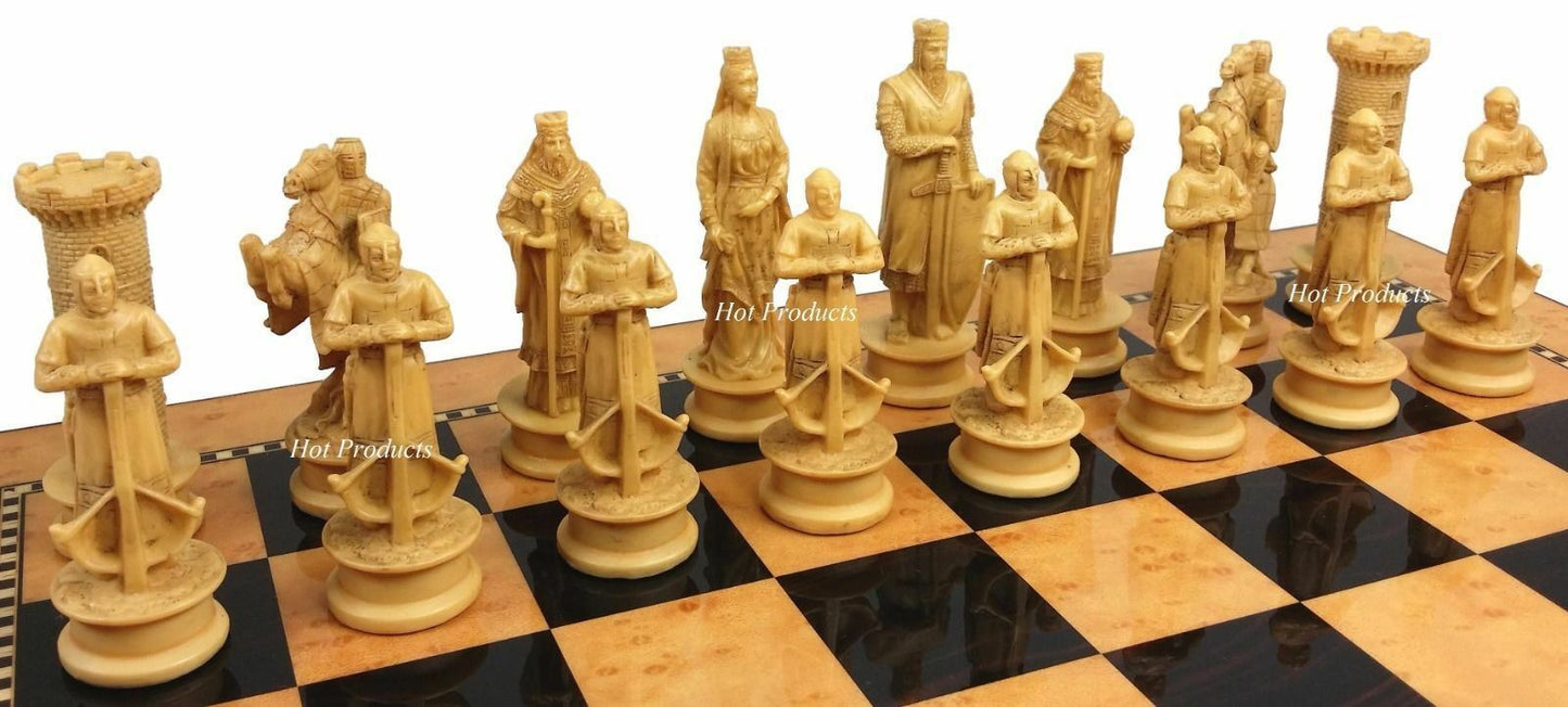 Medieval Times Crusades King Richard Chess Set Antique Color W/ 15" Gloss Board