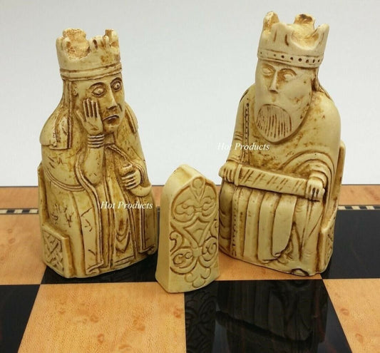 Large Isle of Lewis 3 1/2" King Chess Men Pieces Set Antique White - NO Board