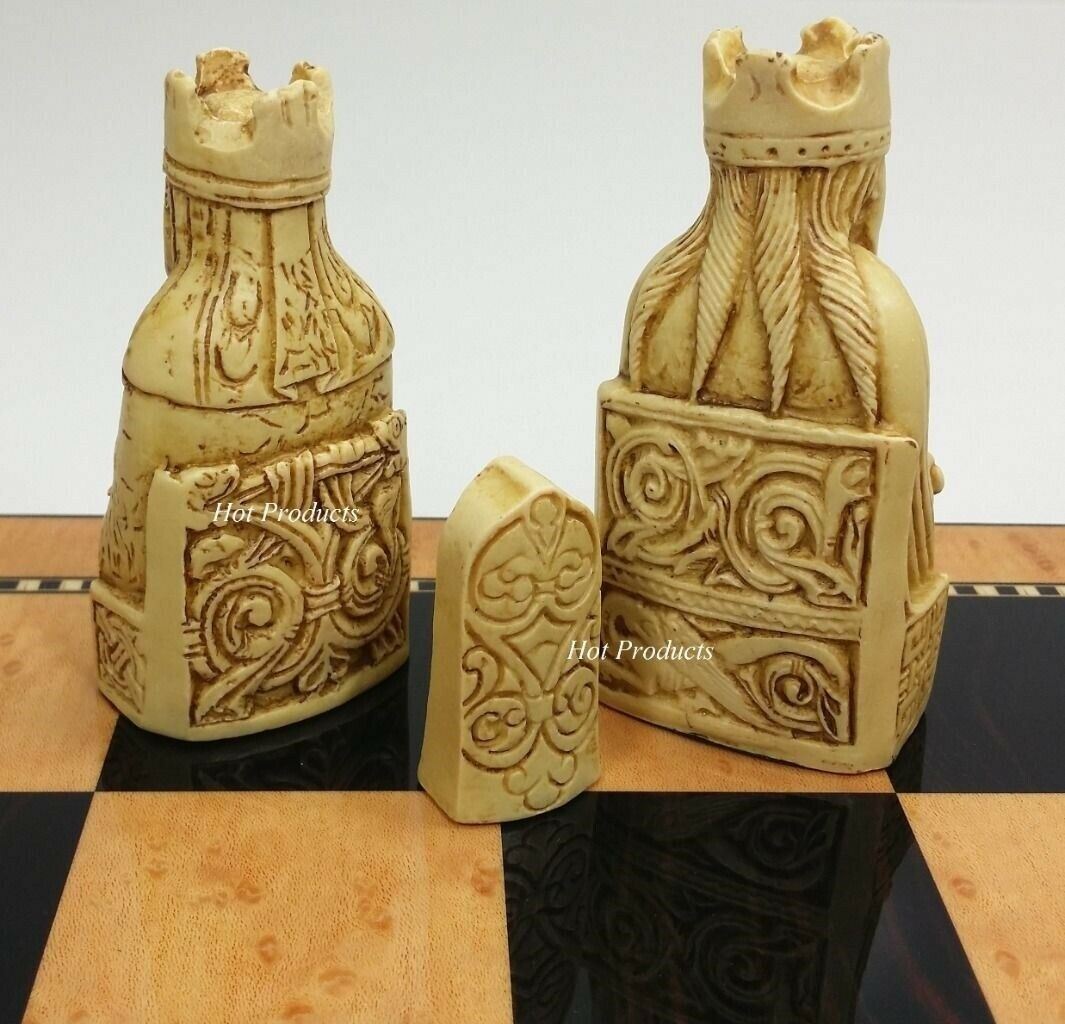 Large Isle of Lewis 3 1/2" King Chess Men Pieces Set Antique White - NO Board